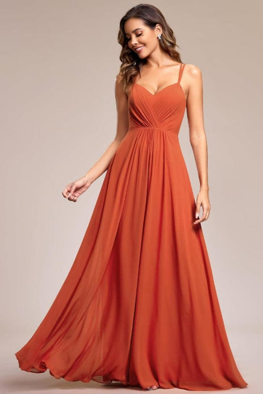 Robe Demoiselle D'Honneur Orange Brulé