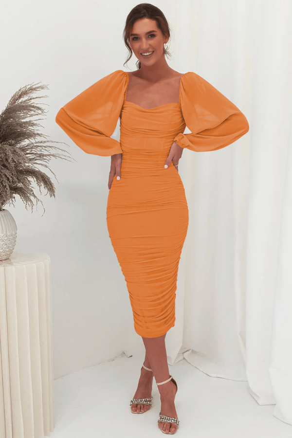 Robe Demoiselle d'Honneur Orange Pastel