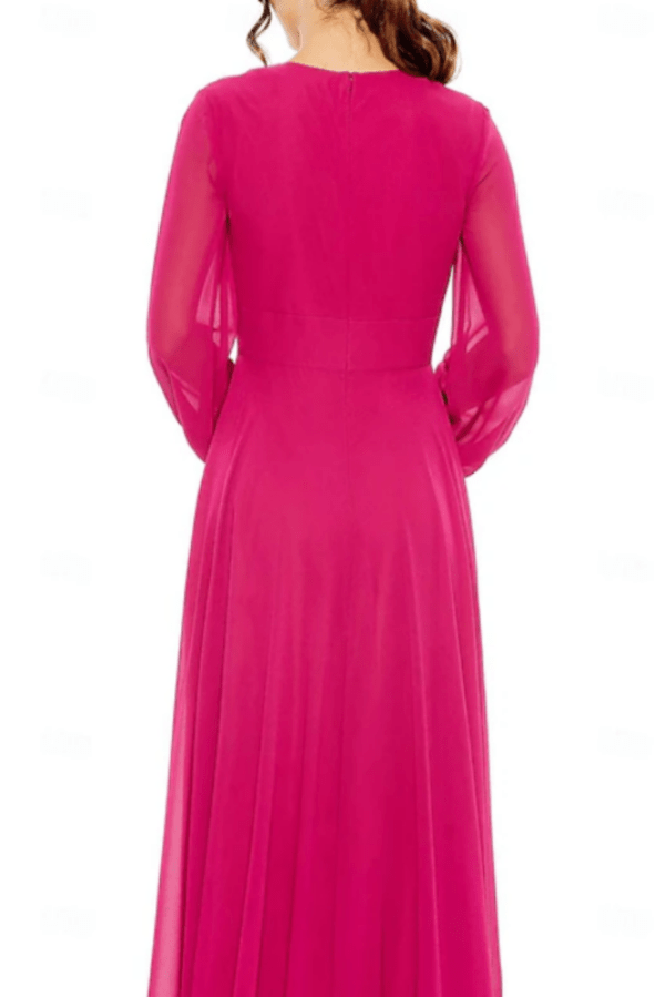 Robe Demoiselle D'Honneur Rose Manche Longue