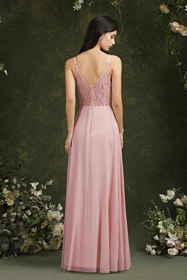 Robe Demoiselle D'Honneur Rose Poudrée Longue