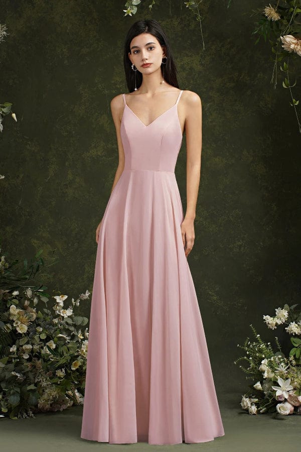 Robe Demoiselle D'Honneur Rose Poudrée Longue