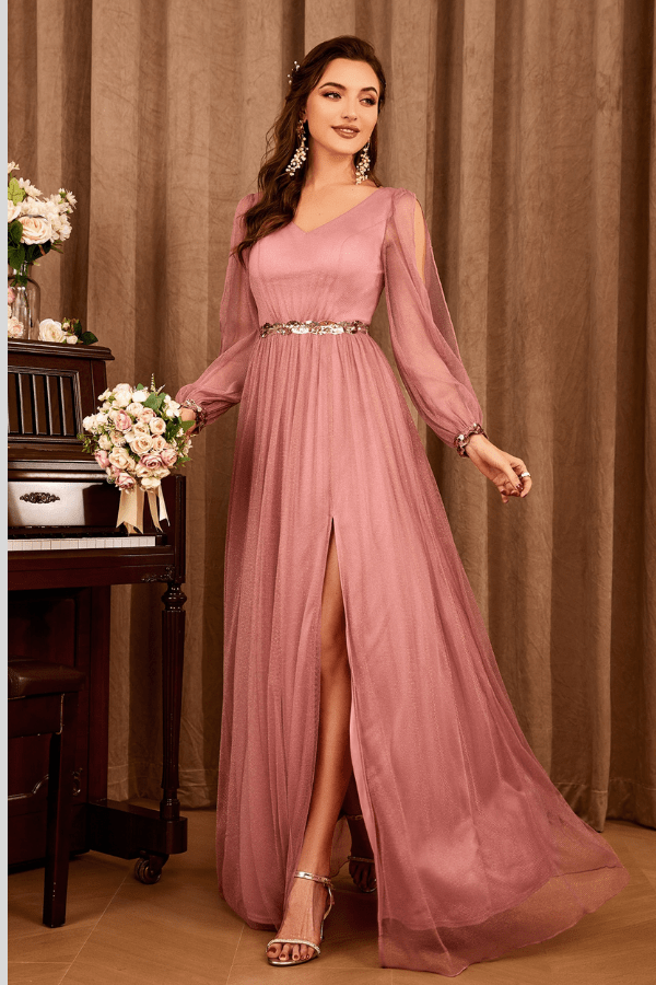 Robe Demoiselle d'Honneur Rose Saumon