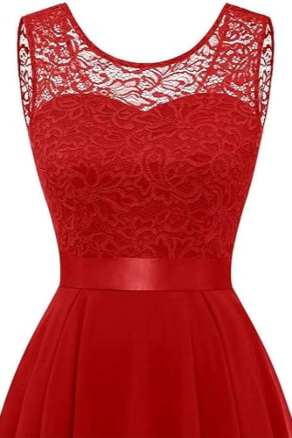Robe Demoiselle D'Honneur Rouge Dentelle