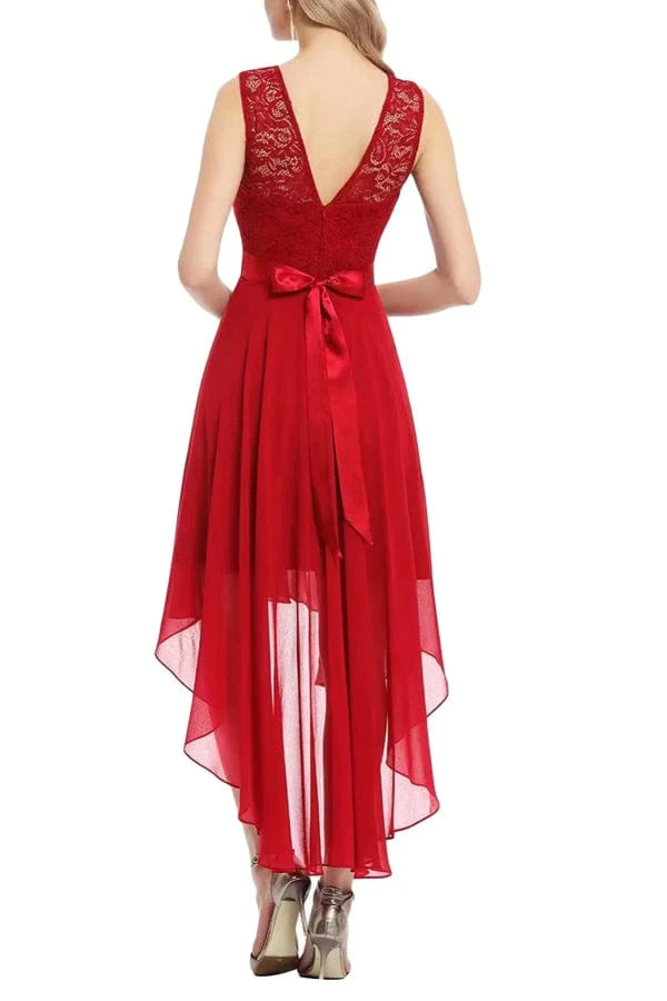 Robe Demoiselle D'Honneur Rouge Dentelle