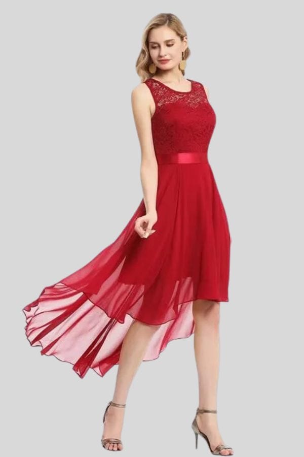 Robe Demoiselle D'Honneur Rouge Dentelle