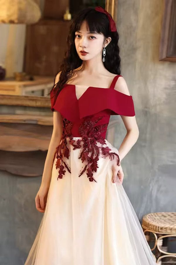 Robe Demoiselle D'Honneur Rouge Et Blanc