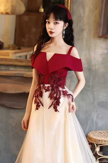 Robe Demoiselle D'Honneur Rouge Et Blanc