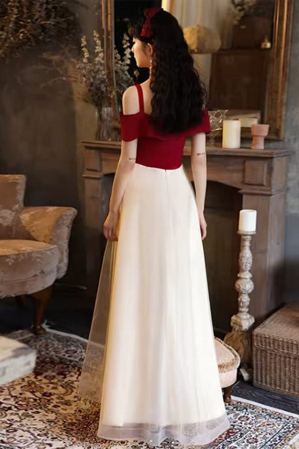 Robe Demoiselle D'Honneur Rouge Et Blanc