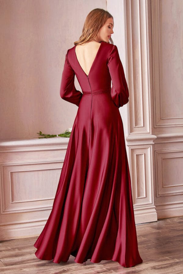 Robe Demoiselle D'Honneur Satin Manche Longue