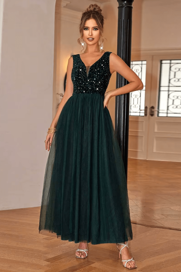 Robe Demoiselle D'Honneur Vert Bouteille