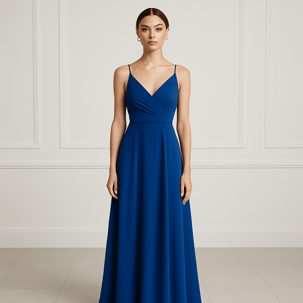 robe demoiselle d'honneur bleu roi longue