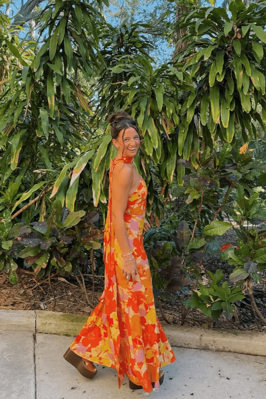 Robe Imprimée Orange
