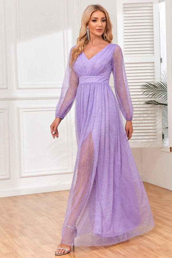 Robe Lilas Manche Longue