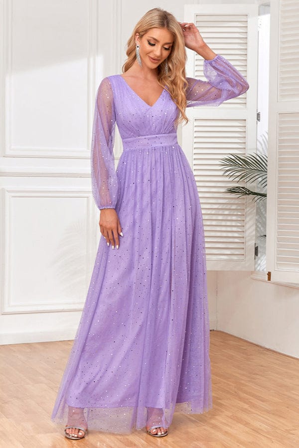 Robe Lilas Manche Longue