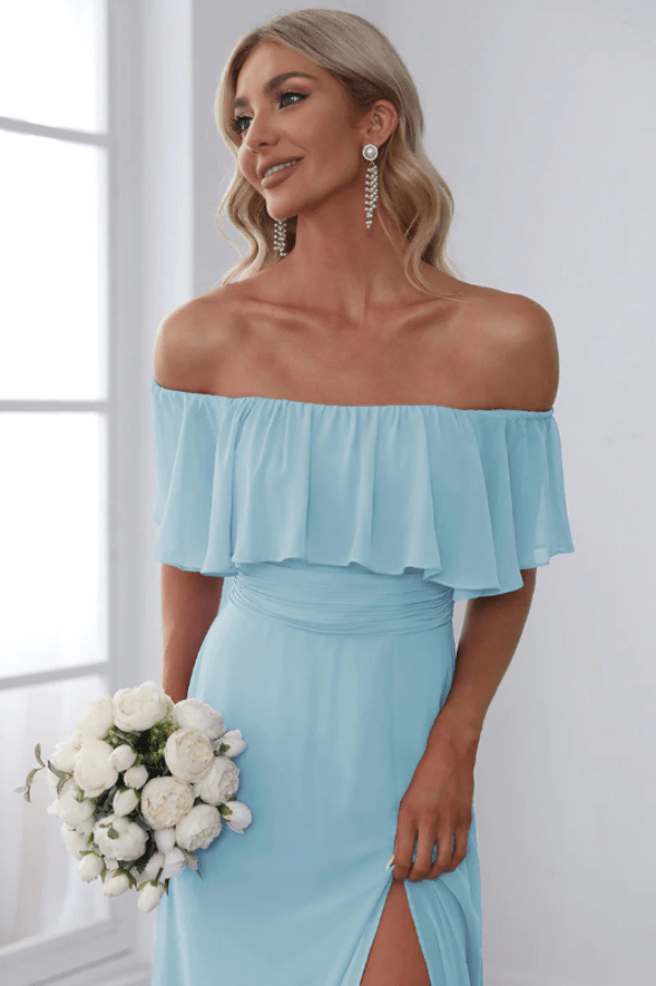 Robe Longue Bleu Ciel Demoiselle D'Honneur