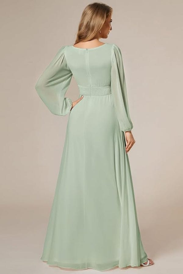 Robe Longue de Demoiselle D'Honneur Vert Sauge