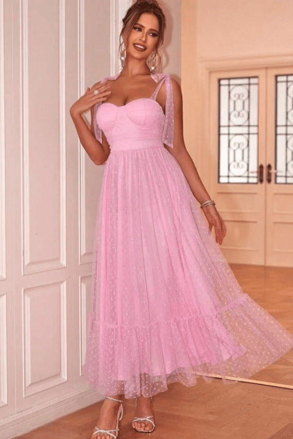 Robe Longue Demoiselle D'Honneur Rose