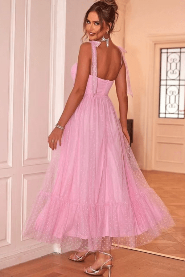 Robe Longue Demoiselle D'Honneur Rose