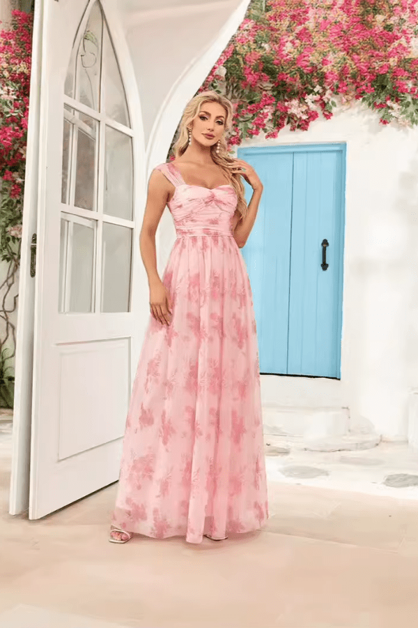 Robe Longue Fleurie Demoiselle D'Honneur