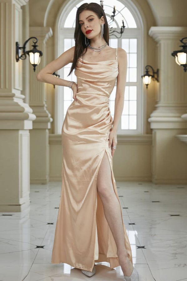 Robe Longue Satin Champagne