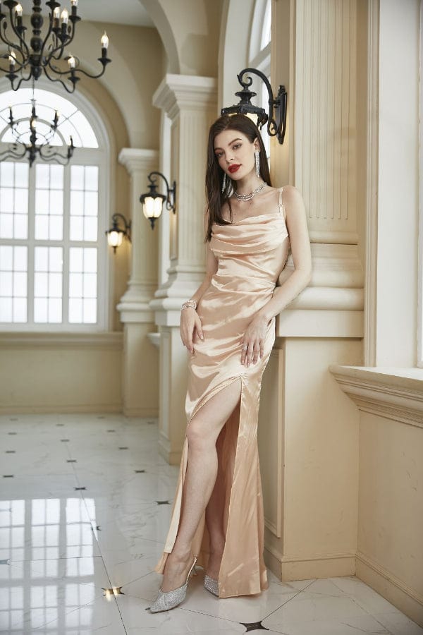 Robe Longue Satin Champagne