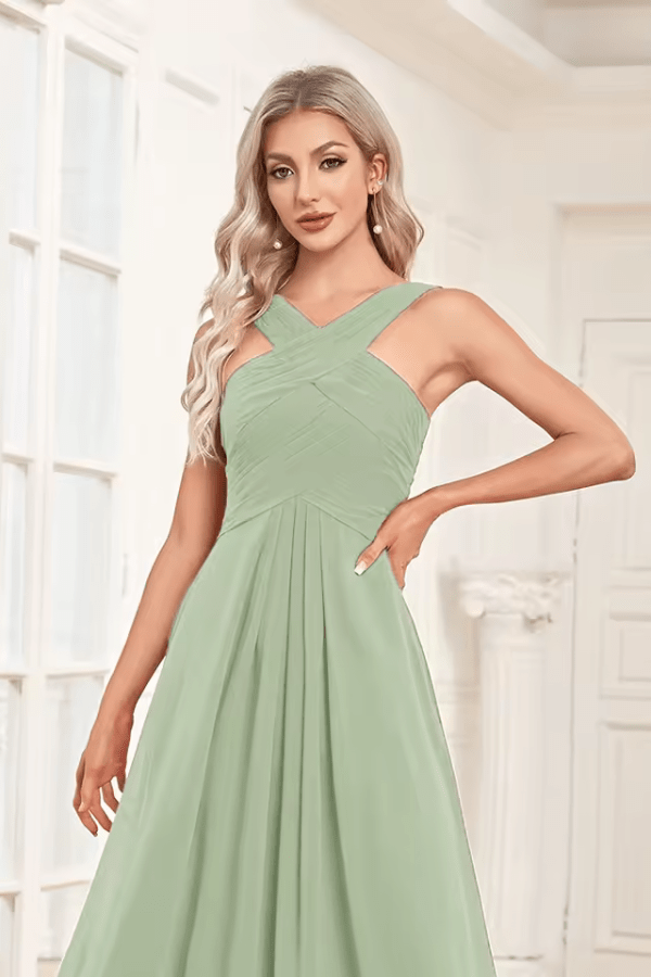 Robe Longue Vert d'Eau Demoiselle d'Honneur