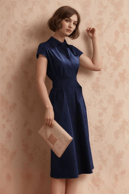 Robe Mi Longue Bleu Marine