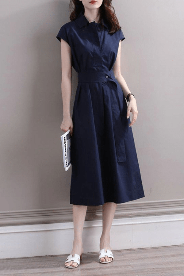 Robe Mi Longue Bleu Marine