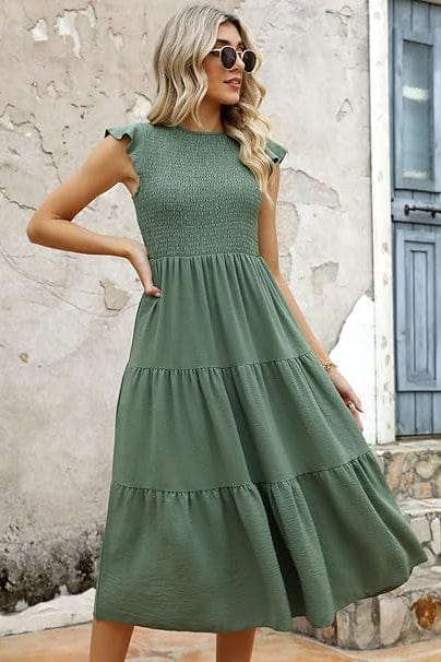 Robe Mi Longue Vert Sauge