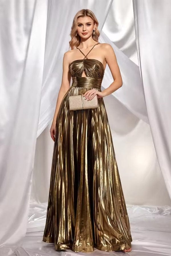 Robe Plissée Dorée