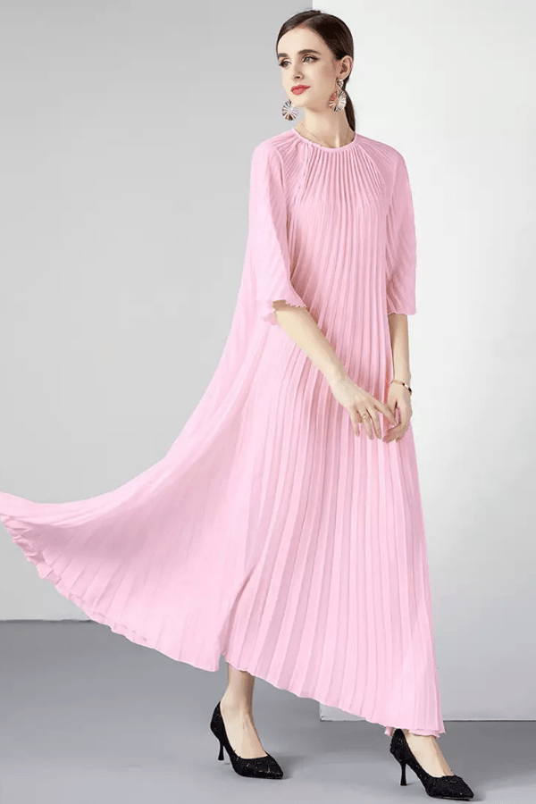 Robe Plissée Rose Pâle
