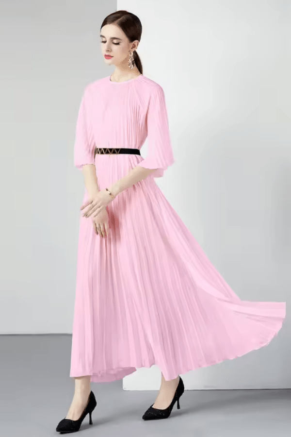 Robe Plissée Rose Pâle