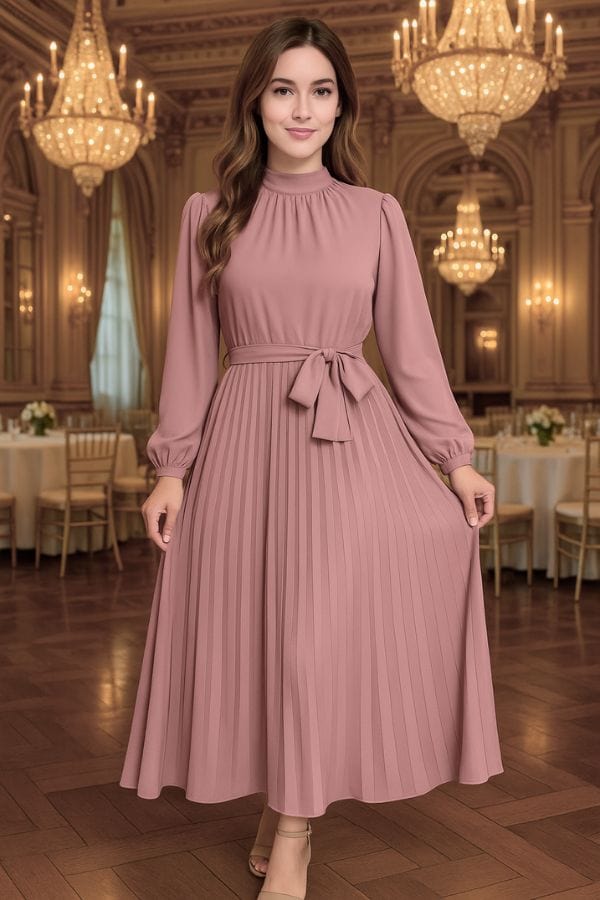 Robe Plissée Rose Poudré