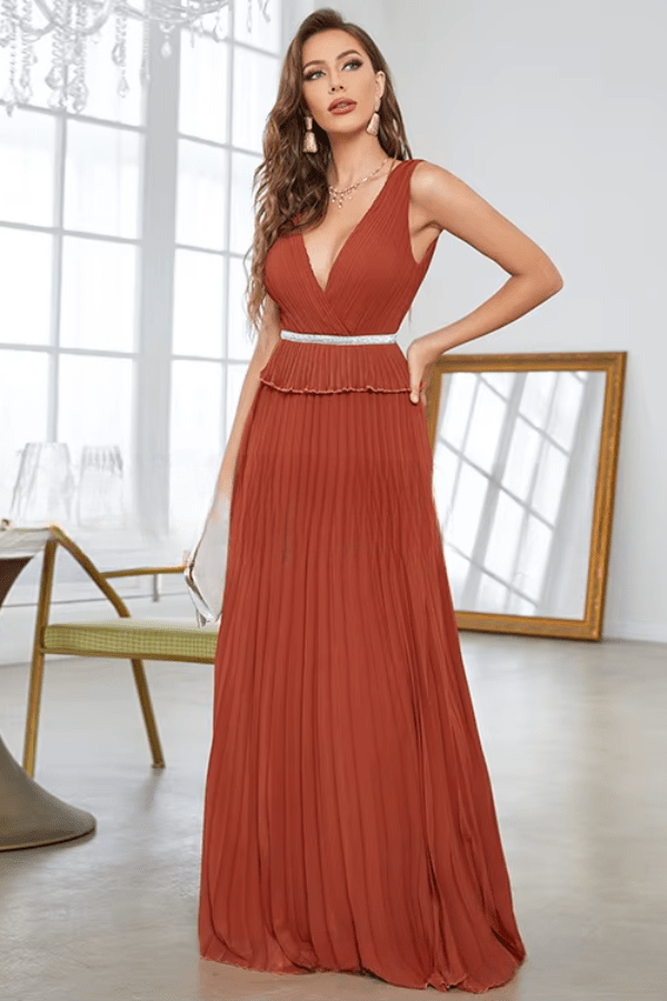 Robe Plissée Terracotta