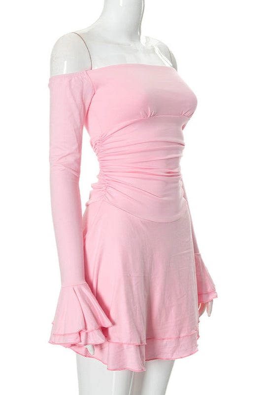 Robe Rose Pâle Manche Longue