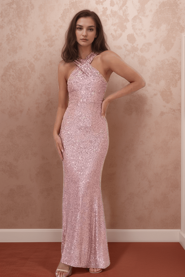 Robe Rose Pale Paillette