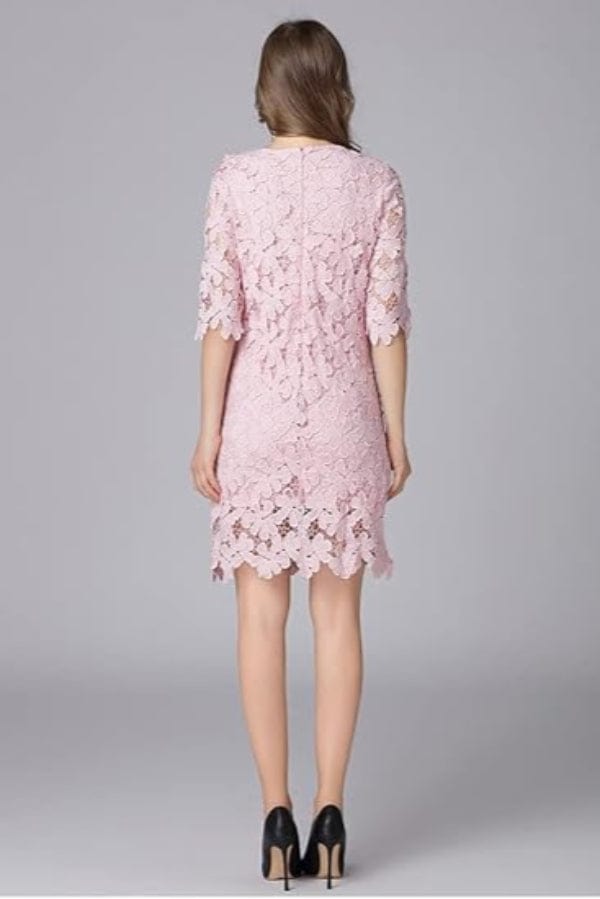 Robe Rose Poudré à Manches Longues
