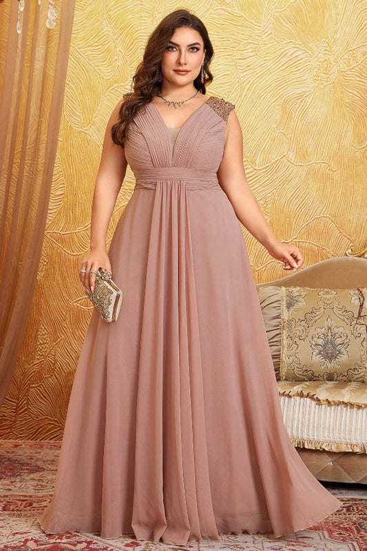 Robe Rose Poudré Grande Taille