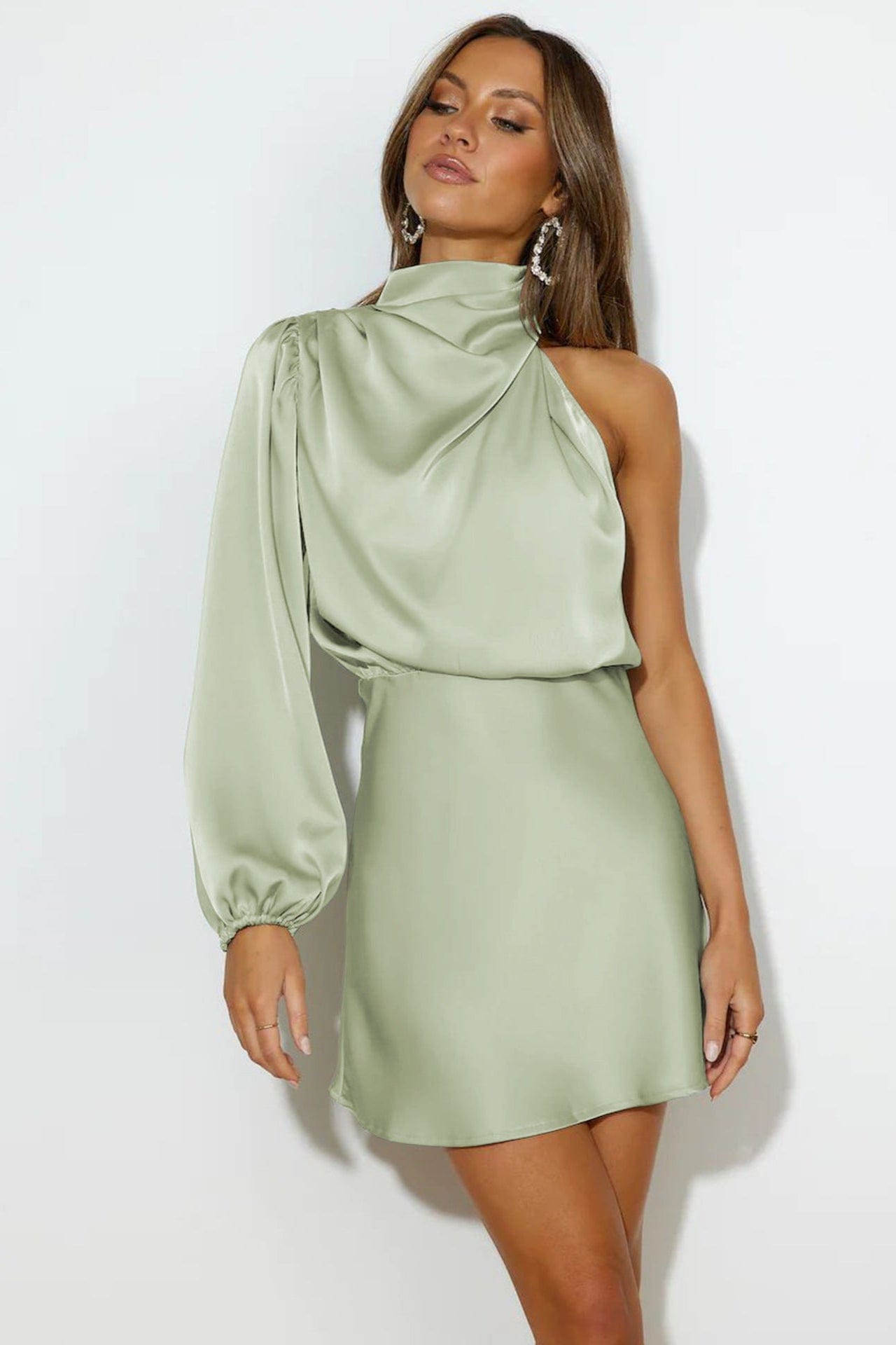 Robe Satin Vert D'Eau