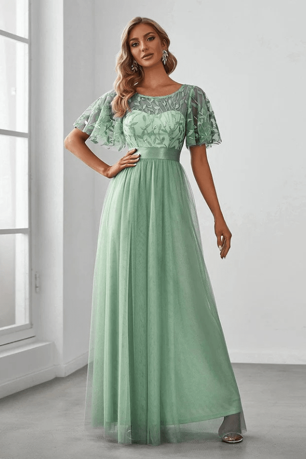 Robe Tulle Vert Sauge