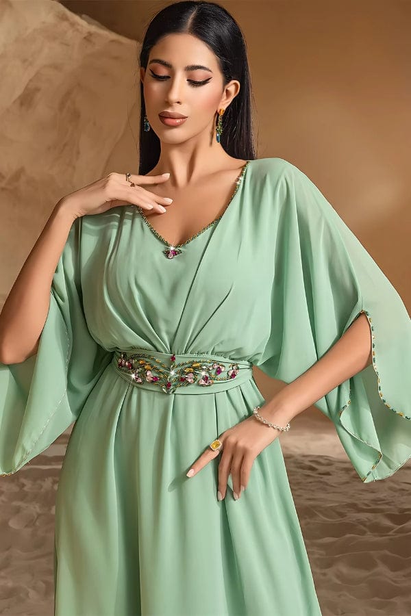 Robe Vert D'Eau Manche Longue