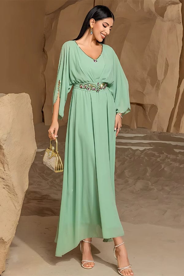Robe Vert D'Eau Manche Longue