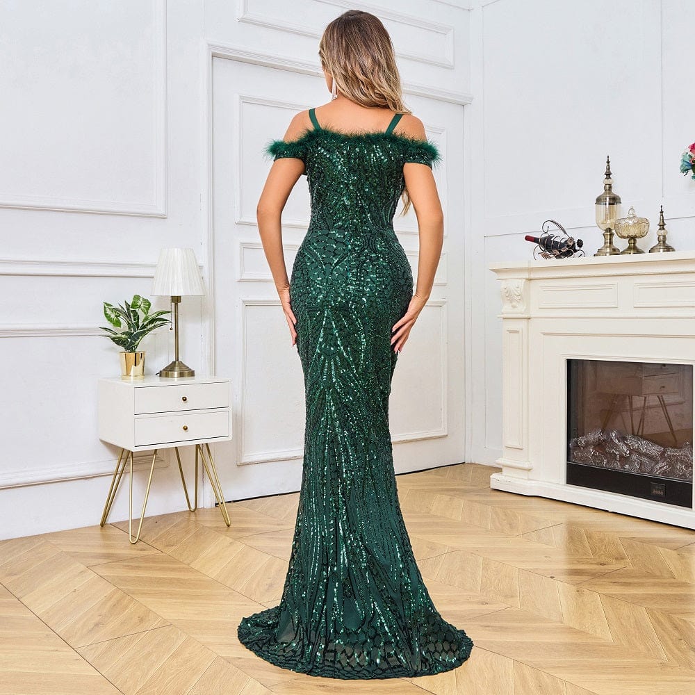 Robe Vert Sapin à Paillette